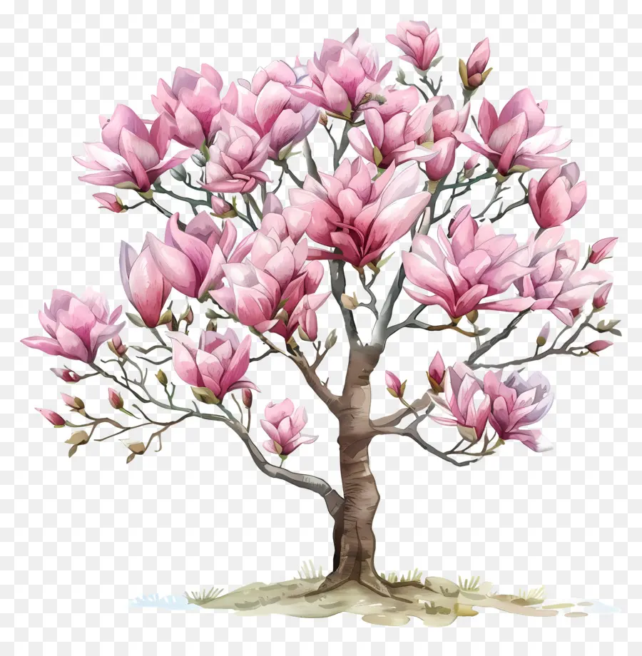 магнолия дерево，Розовые цветы PNG