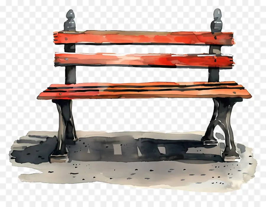 скамейке в парке，акварельная живопись PNG