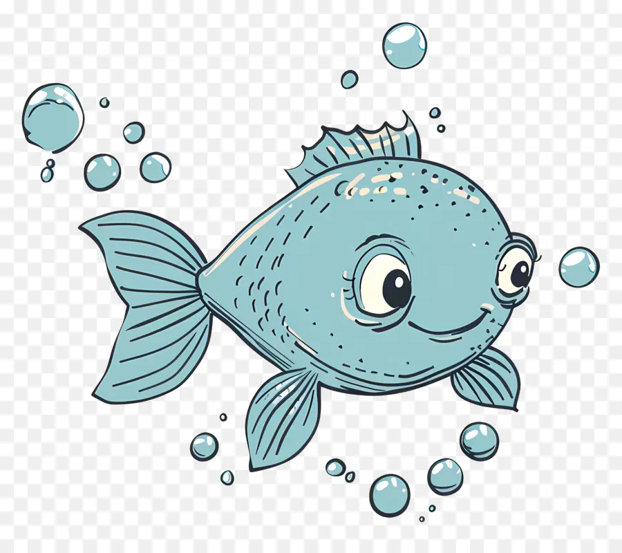 синяя рыба，Пузыри PNG
