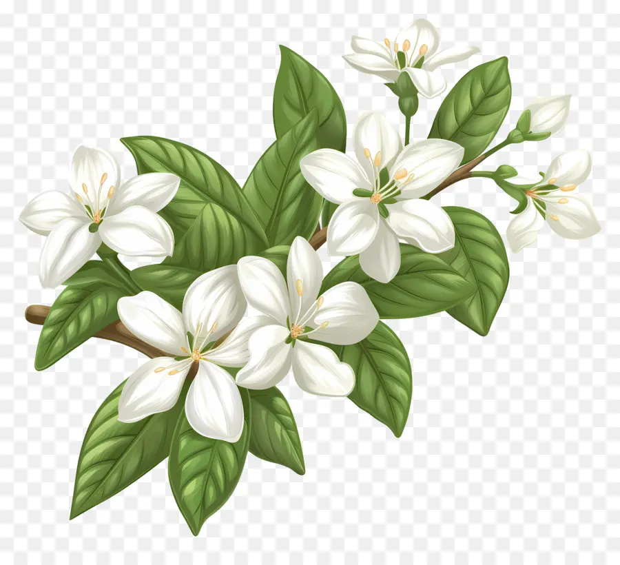 Белые жасминовые цветы，белый цвет PNG