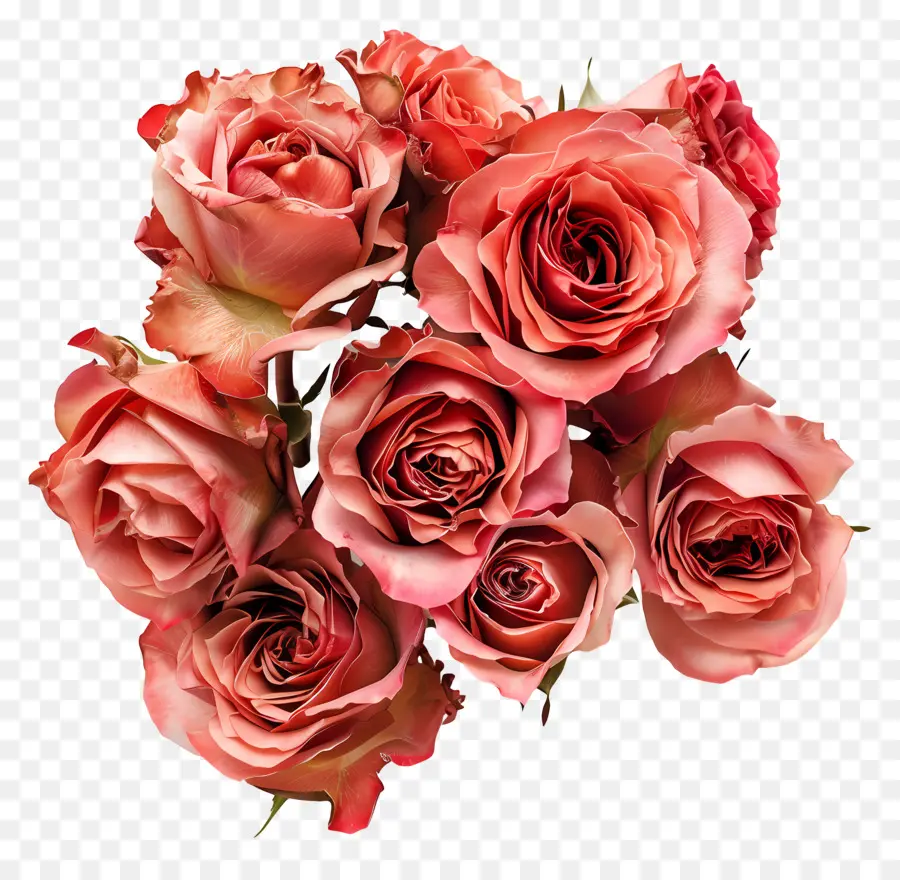 Цветочная куча，розовые розы PNG