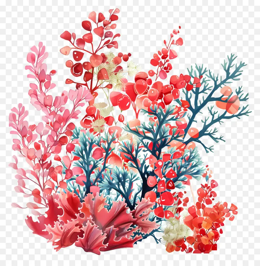 Коралловый，акварельная живопись PNG