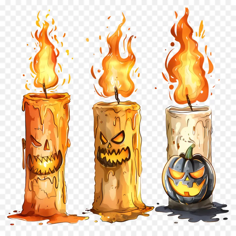 свечи，Хэллоуин PNG