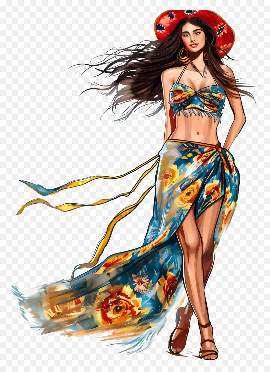 Саронг，цветочная юбка PNG