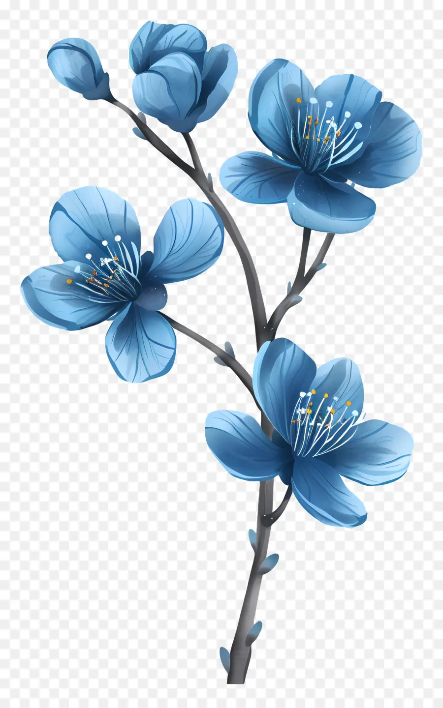 синие цветы，Голубой цветок PNG