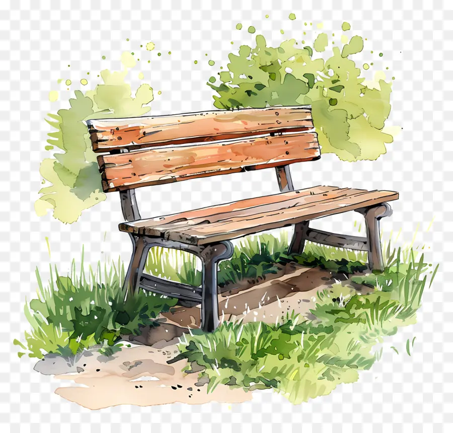 скамейке в парке，акварельные иллюстрации PNG