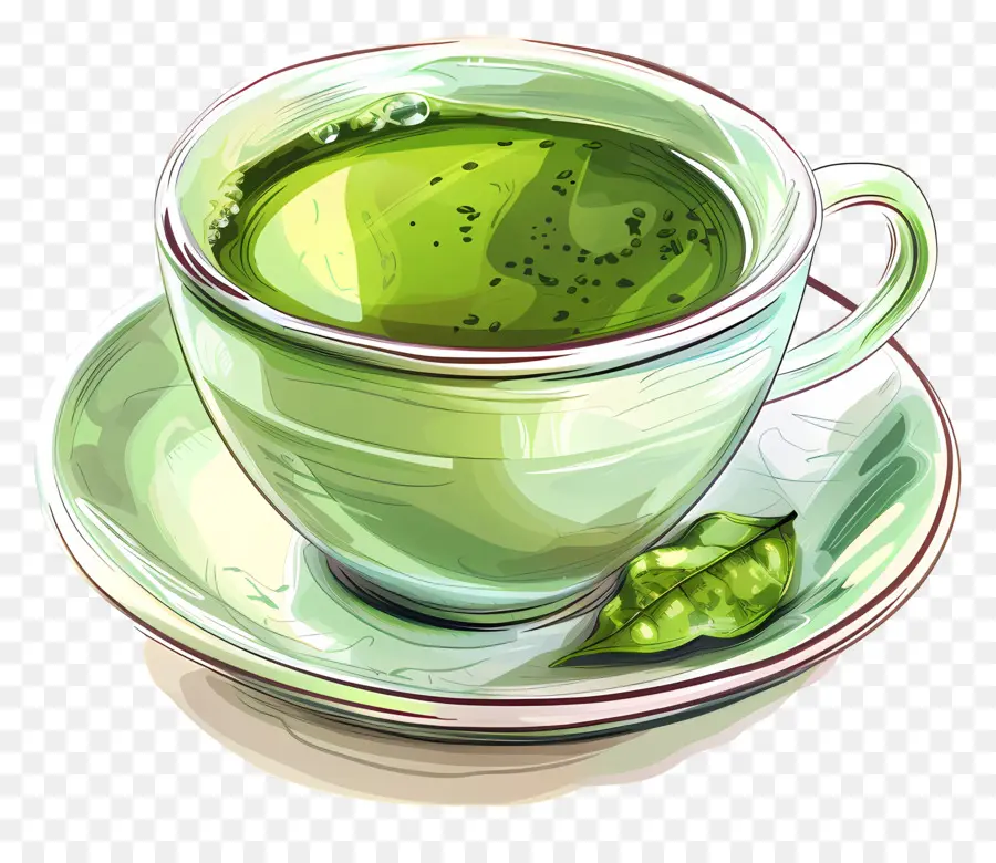 Green Tea，чашка чая PNG