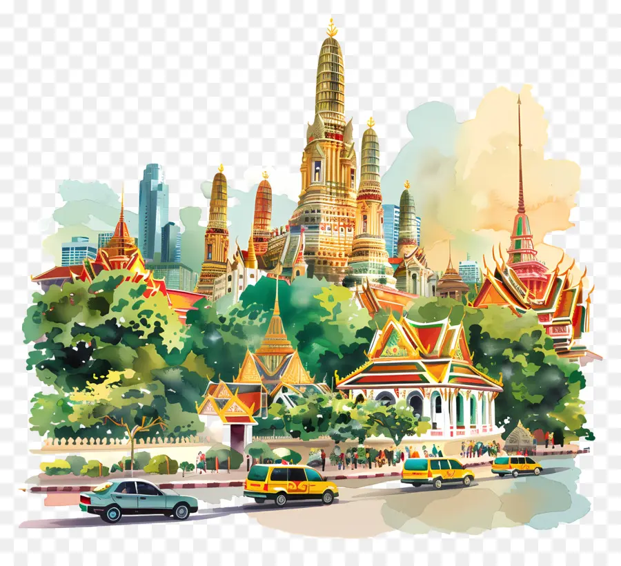 Бангкок，акварельная живопись PNG