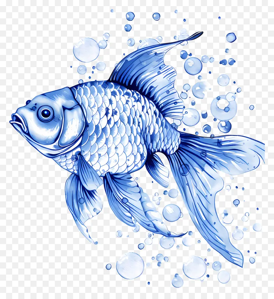 синяя рыба，Золотая рыбка PNG