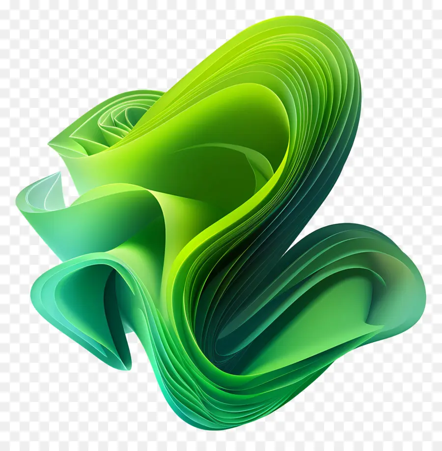 Градиентная зеленая форма，Абстрактная скульптура PNG