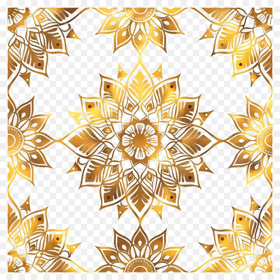 Золотая мандала，Золотой цветочный рисунок PNG