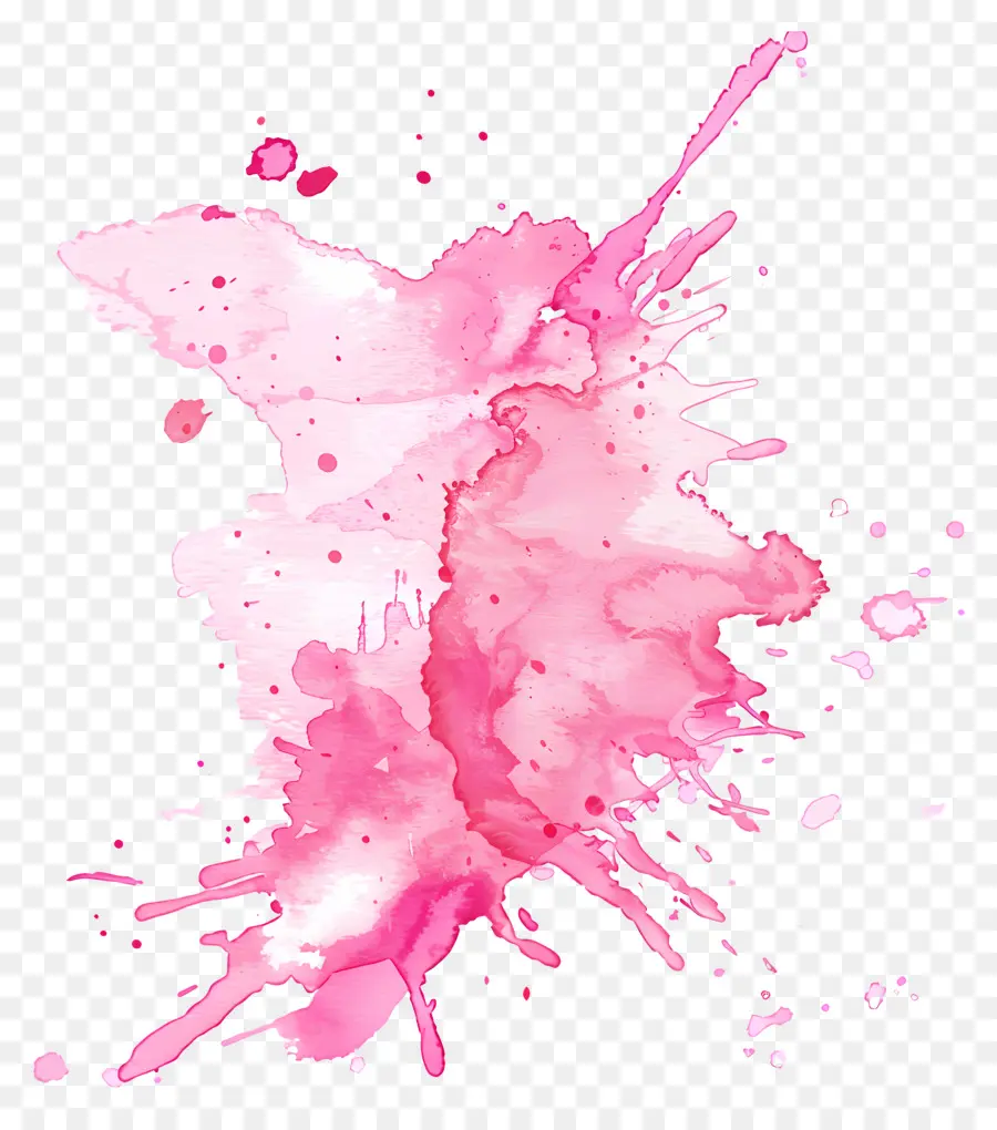 Розовый акварельный всплеск，Розовая акварель PNG