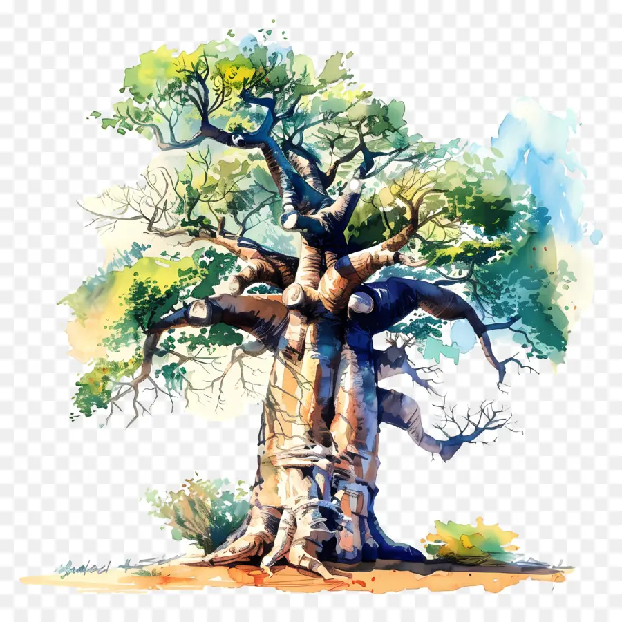 дерево баобаб，Африканская лиственная древесина PNG