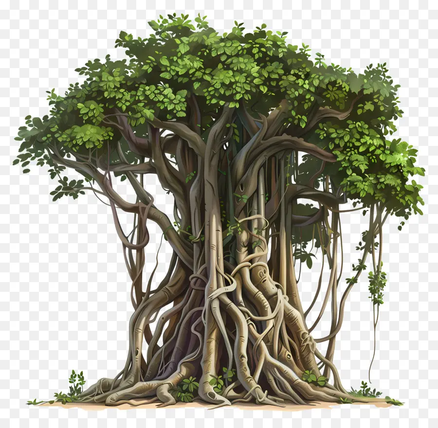баньян，тропическое дерево PNG