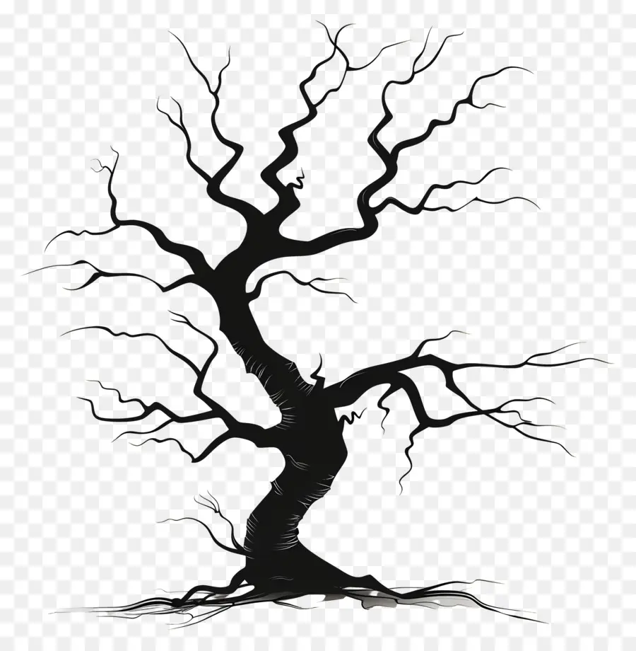 Хэллоуин Черное дерево，силуэт дерева PNG