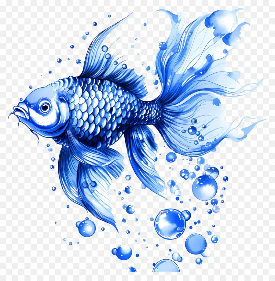 синяя рыба，бойцовая рыбка PNG