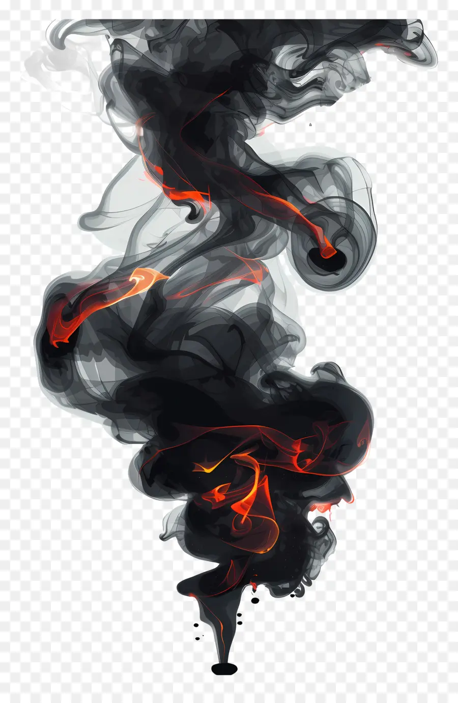 Черный Дым，акварельная живопись PNG