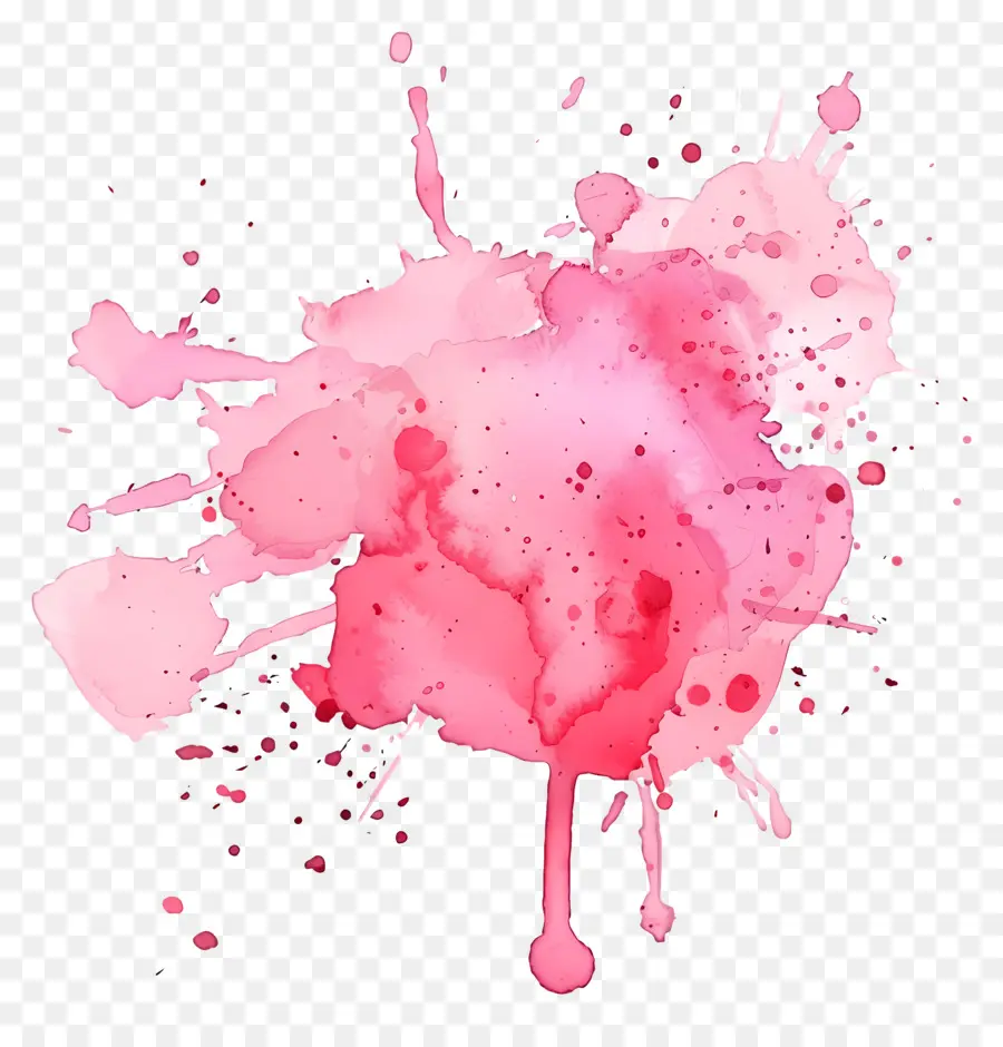 Розовый акварельный всплеск，акварельная живопись PNG