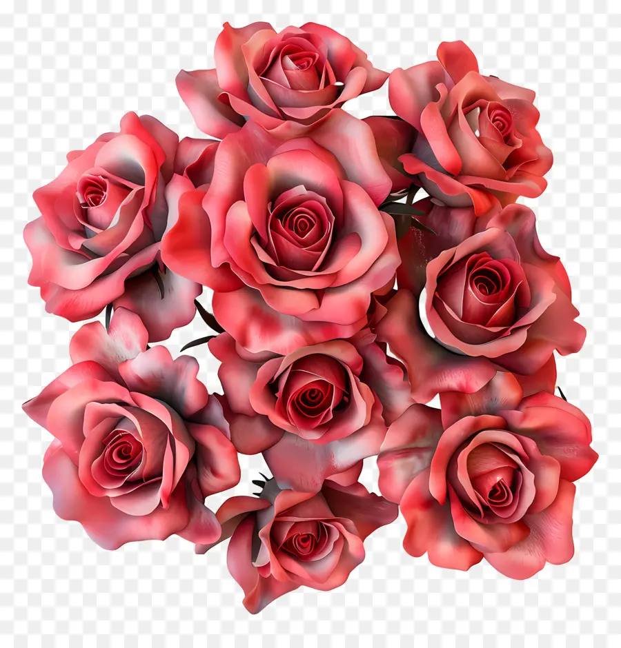 Цветочная куча，Красные Розы PNG