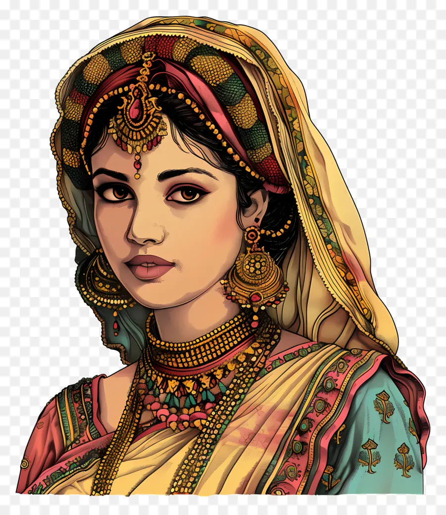 индийская женщина，Традиционная индийская одежда PNG