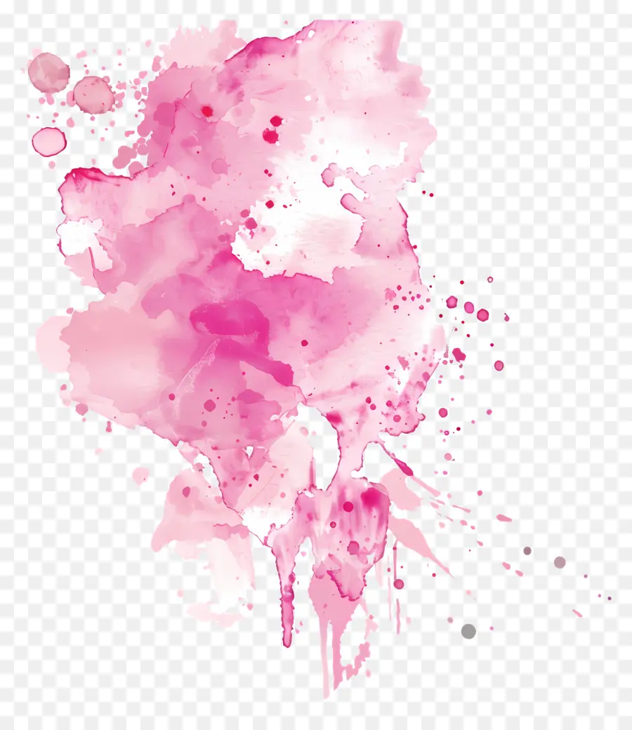 Розовый акварельный всплеск，розовый чернил PNG