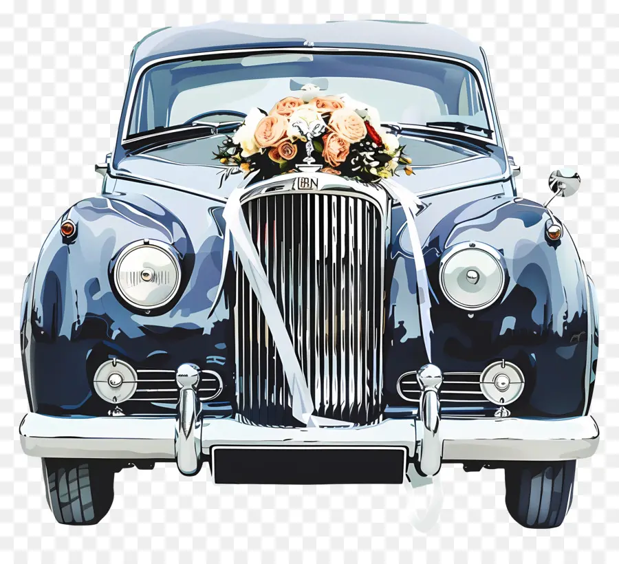 свадебный автомобиль，Винтажная свадебная машина PNG