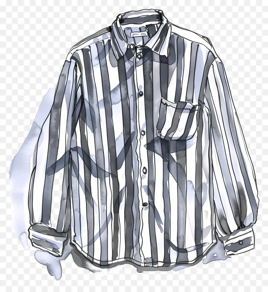 полосатой рубашке，черный и белый PNG