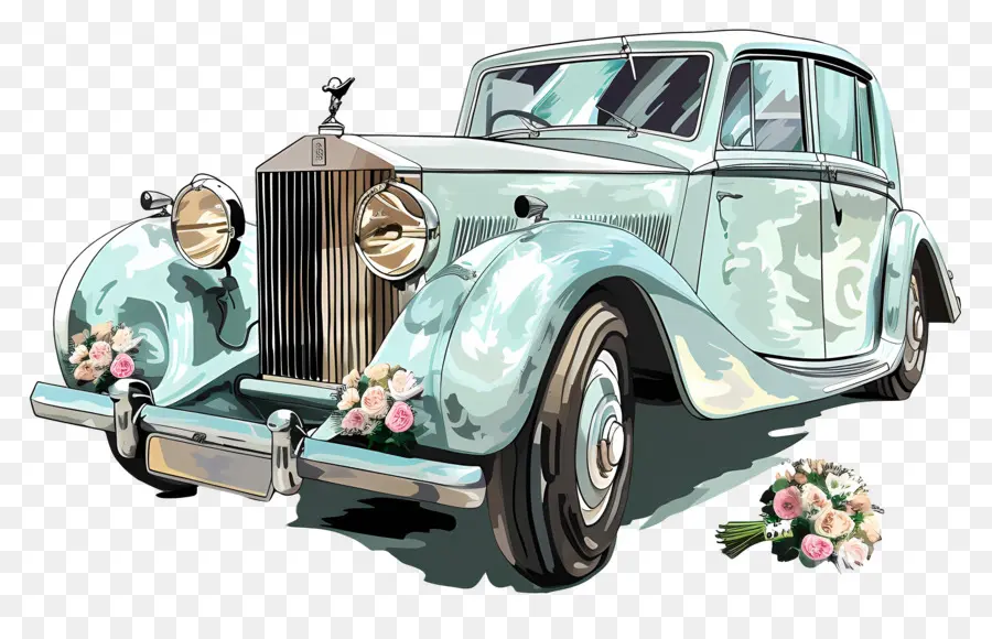 свадебный автомобиль，Свадебный автомобиль 1950 х годов PNG