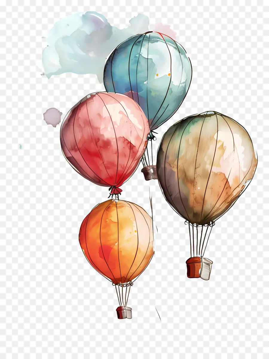 воздушные шары，акварельная живопись PNG