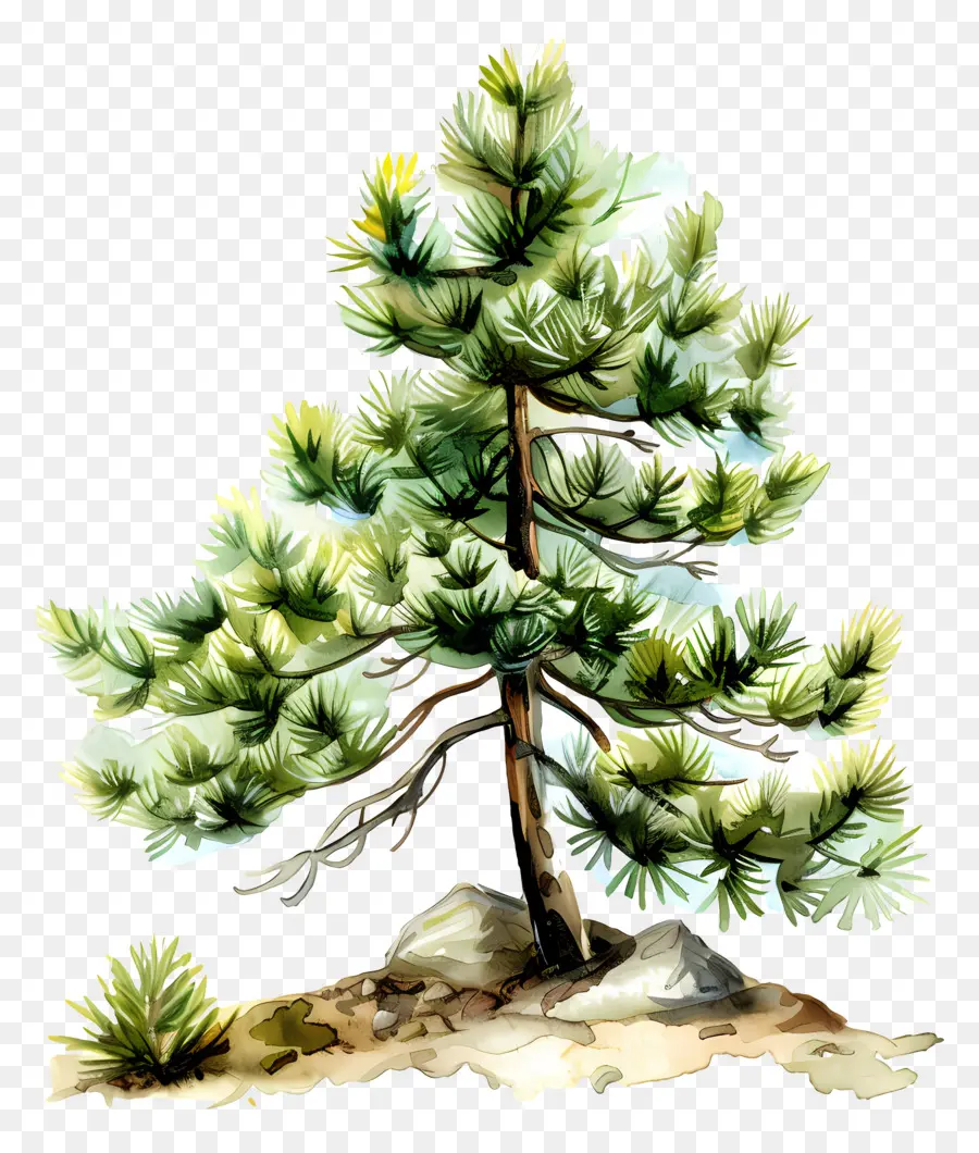 Pine Tree，Скалистые склоны холма PNG