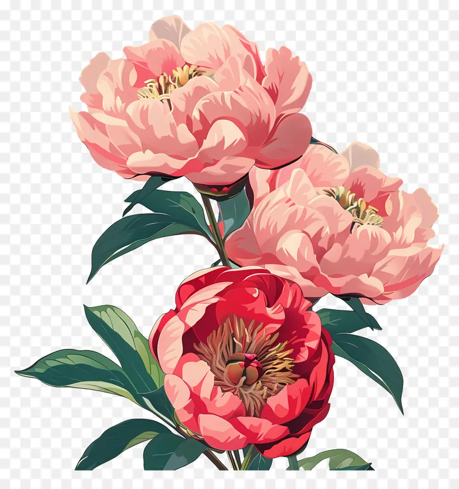 пионы，Розовые цветы PNG