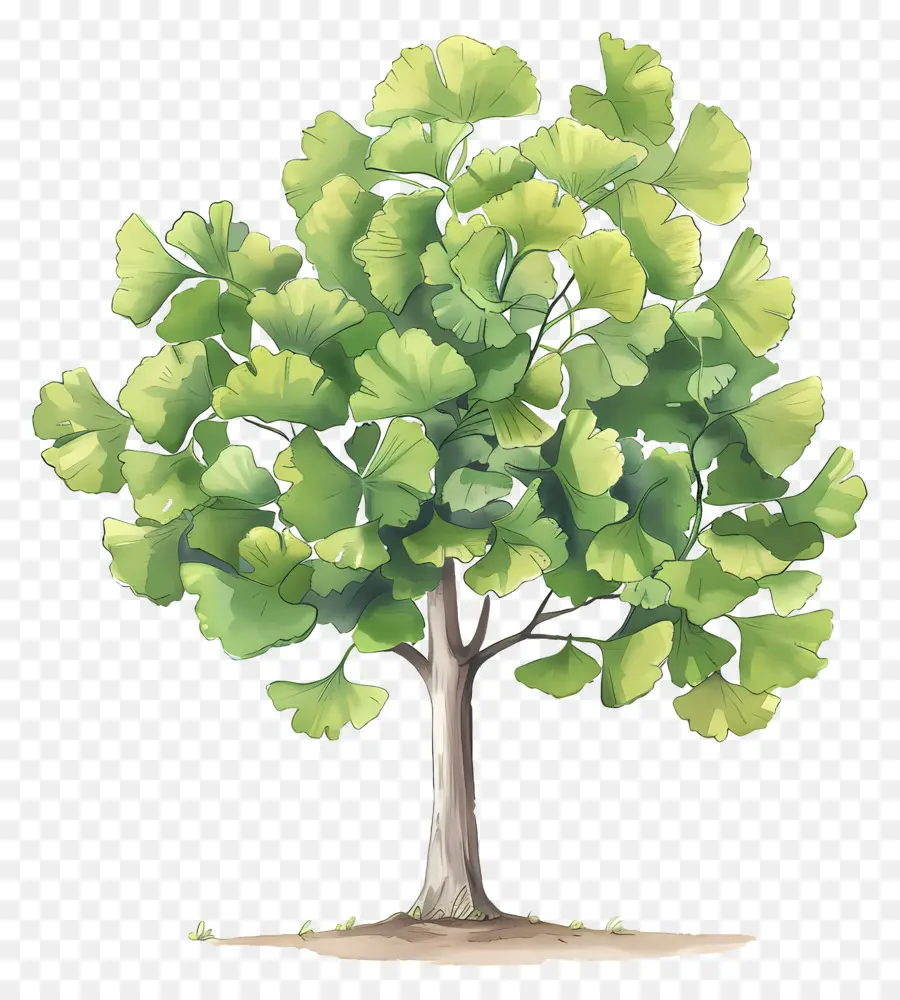 дерево гинкго，зеленые листья PNG