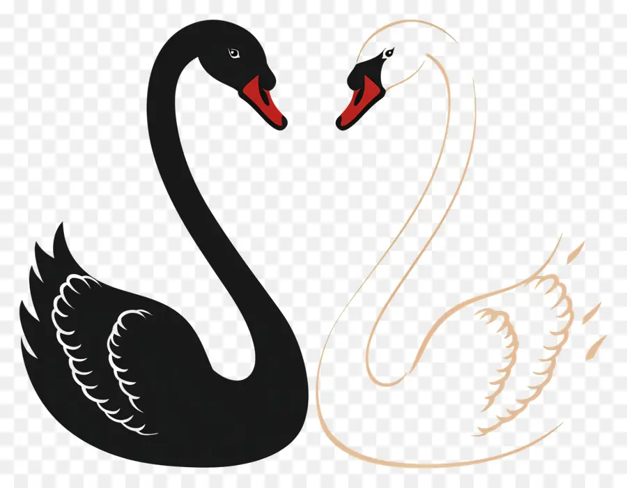 лебедь силуэт，черные лебеди PNG