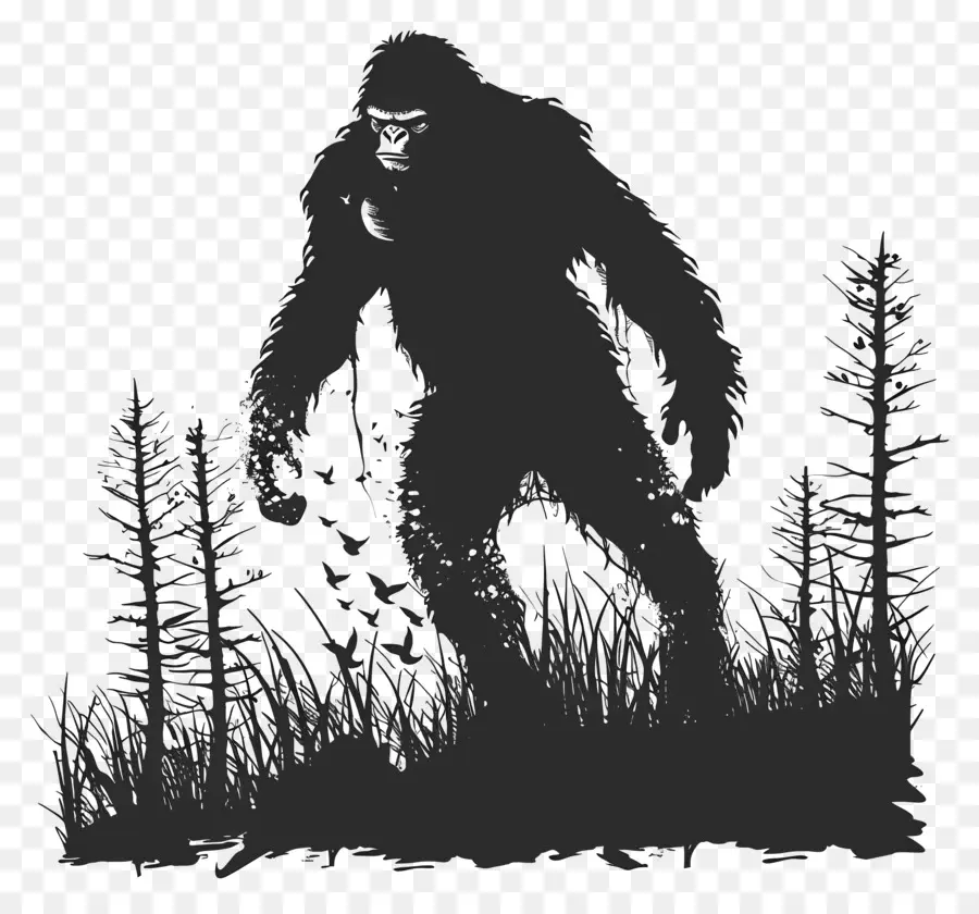 силуэт снежного человека，Bigfoot PNG