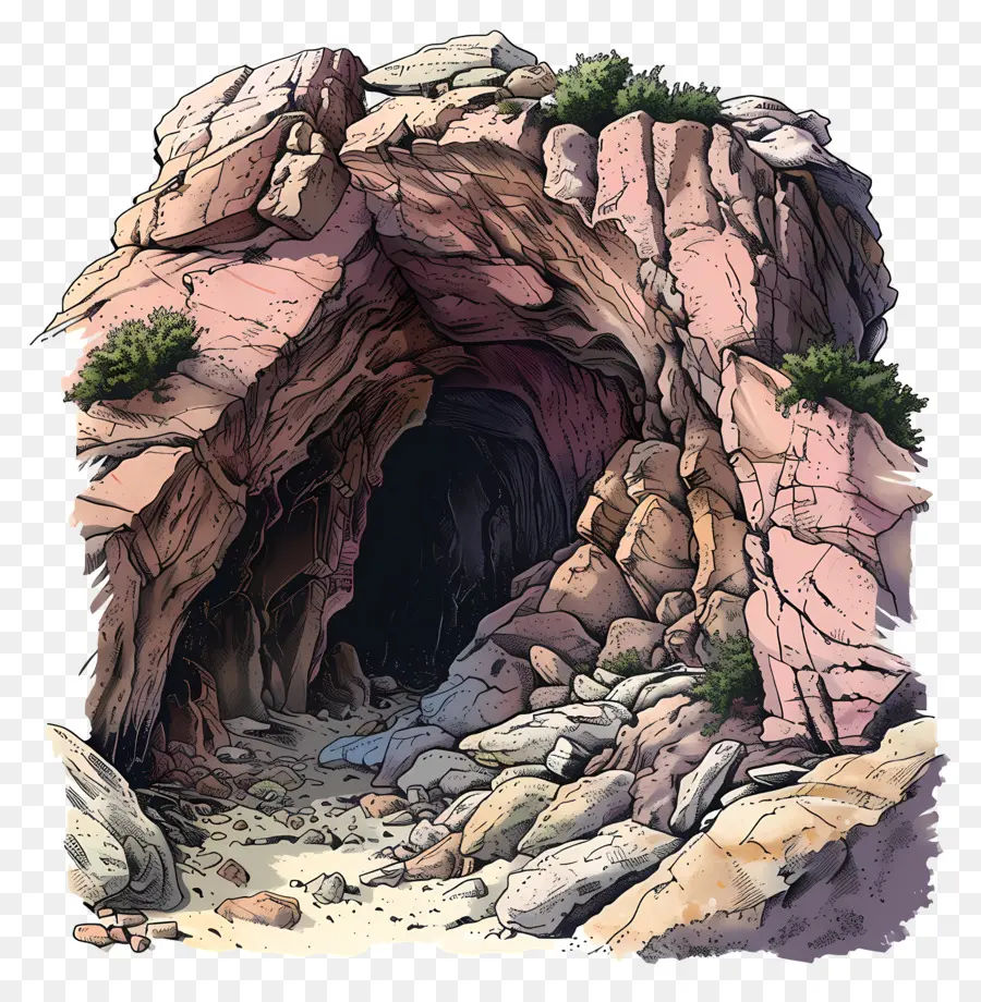 Пещера，каменные стены PNG