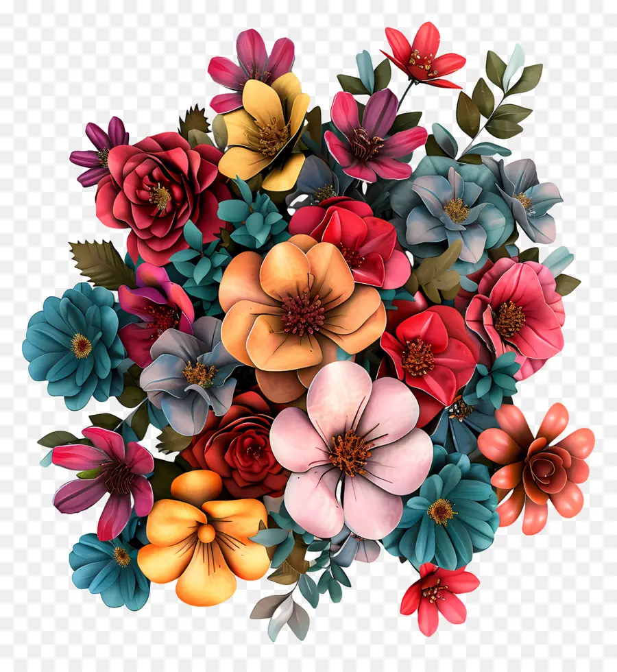 Цветочная куча，Красочные цветы PNG
