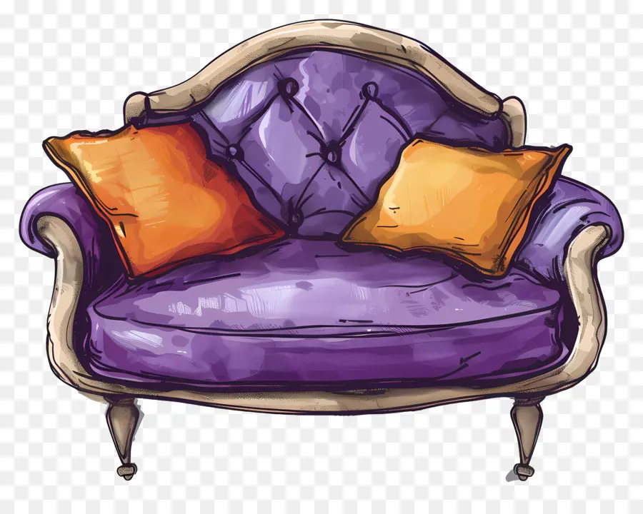 диван，Фиолетовое бархатное кресло PNG