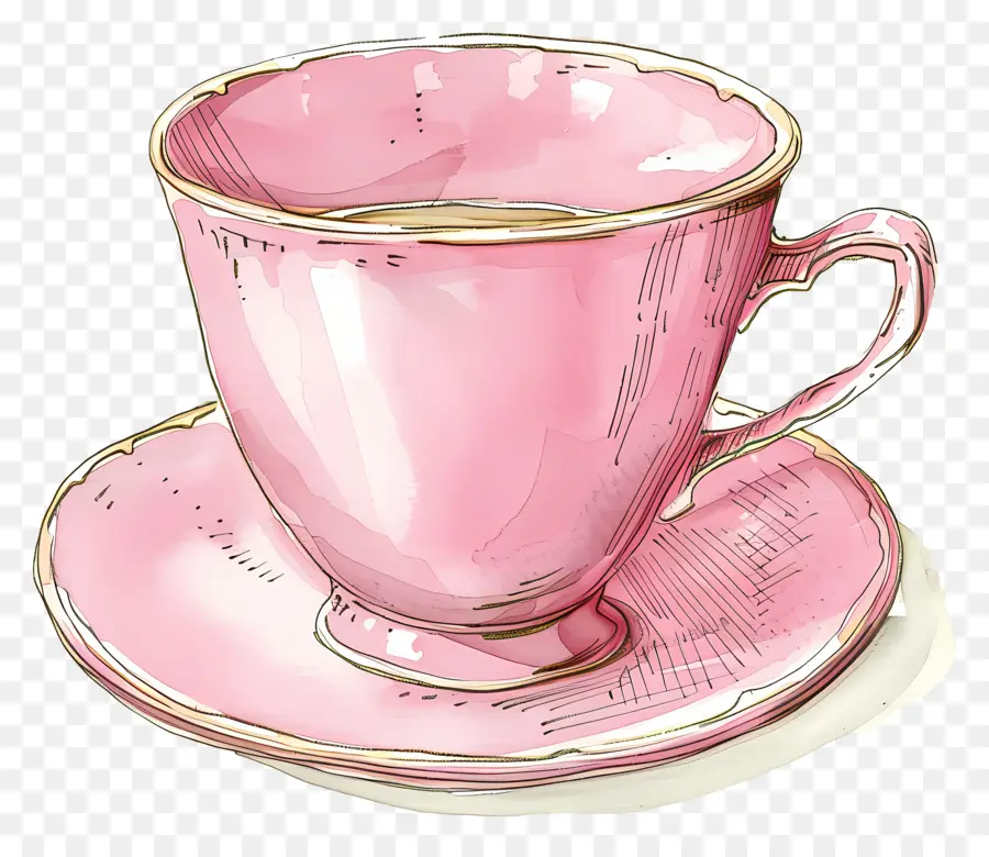Розовая чашка，чашка розового чая PNG