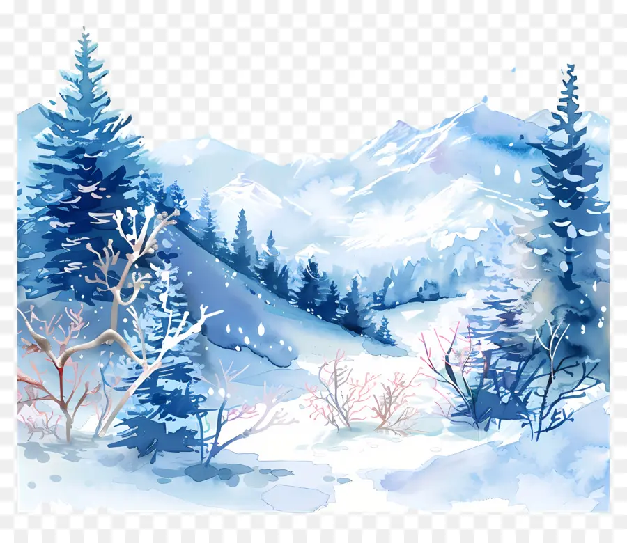 зимний фон，зимний пейзаж PNG