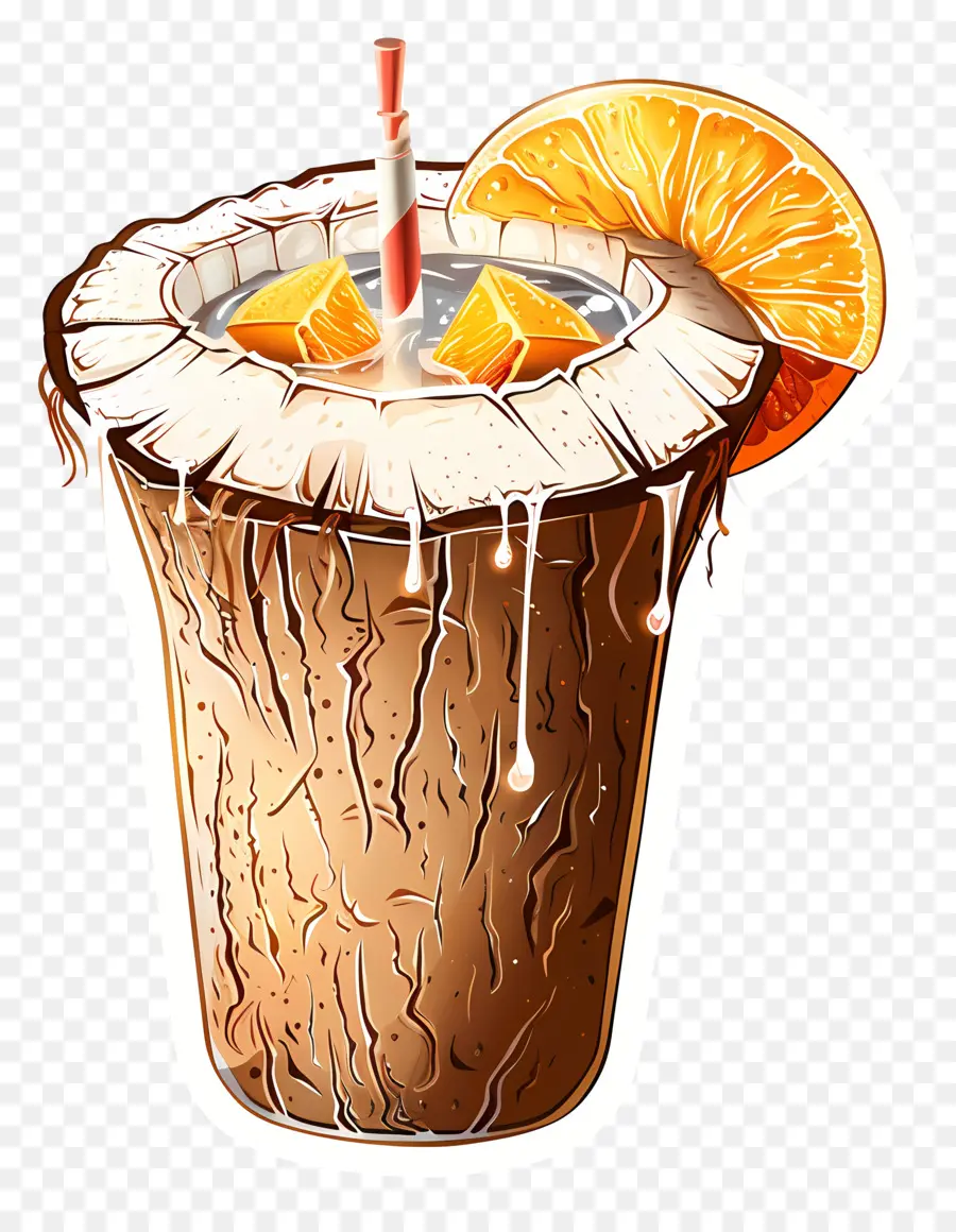 Наклейка кокосового напитка，Стакана кокосового PNG