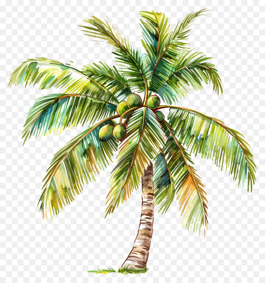 кокосовое дерево，акварельная живопись PNG