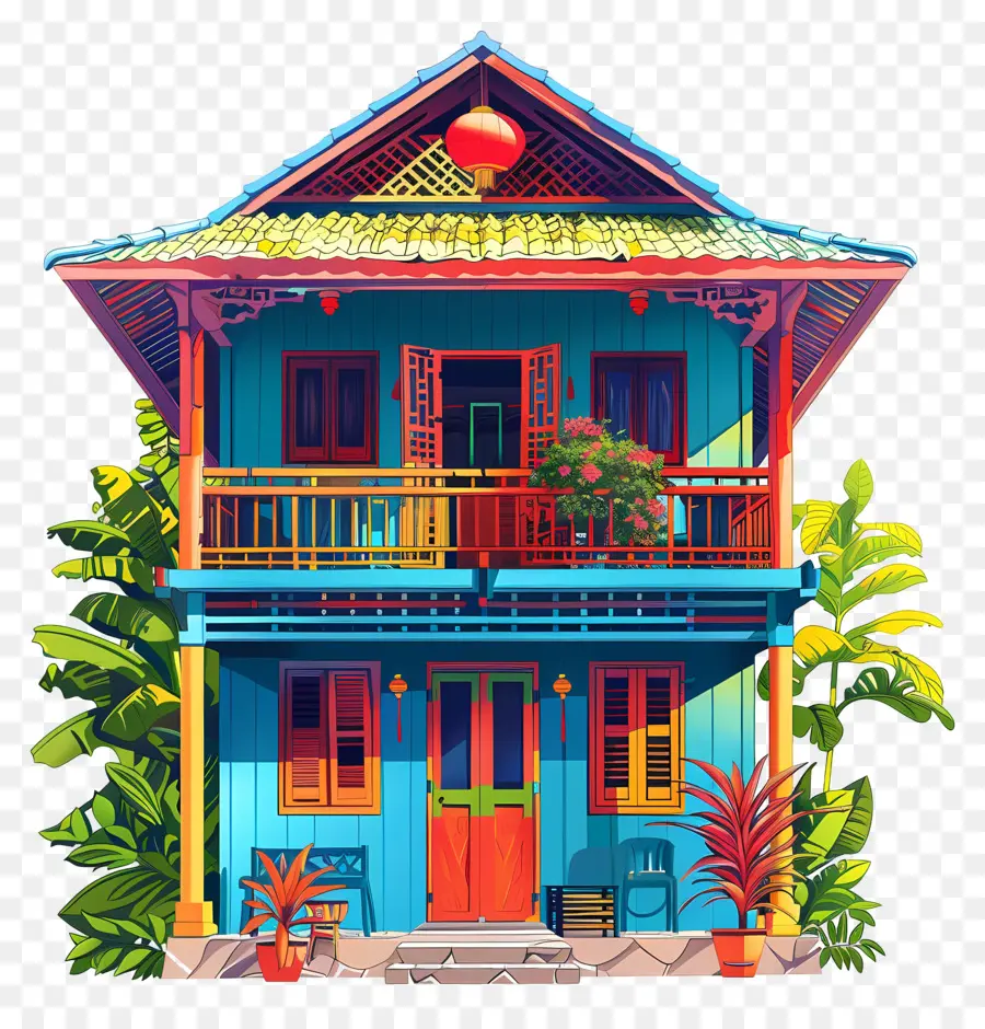 Kampung House，красочный дом PNG