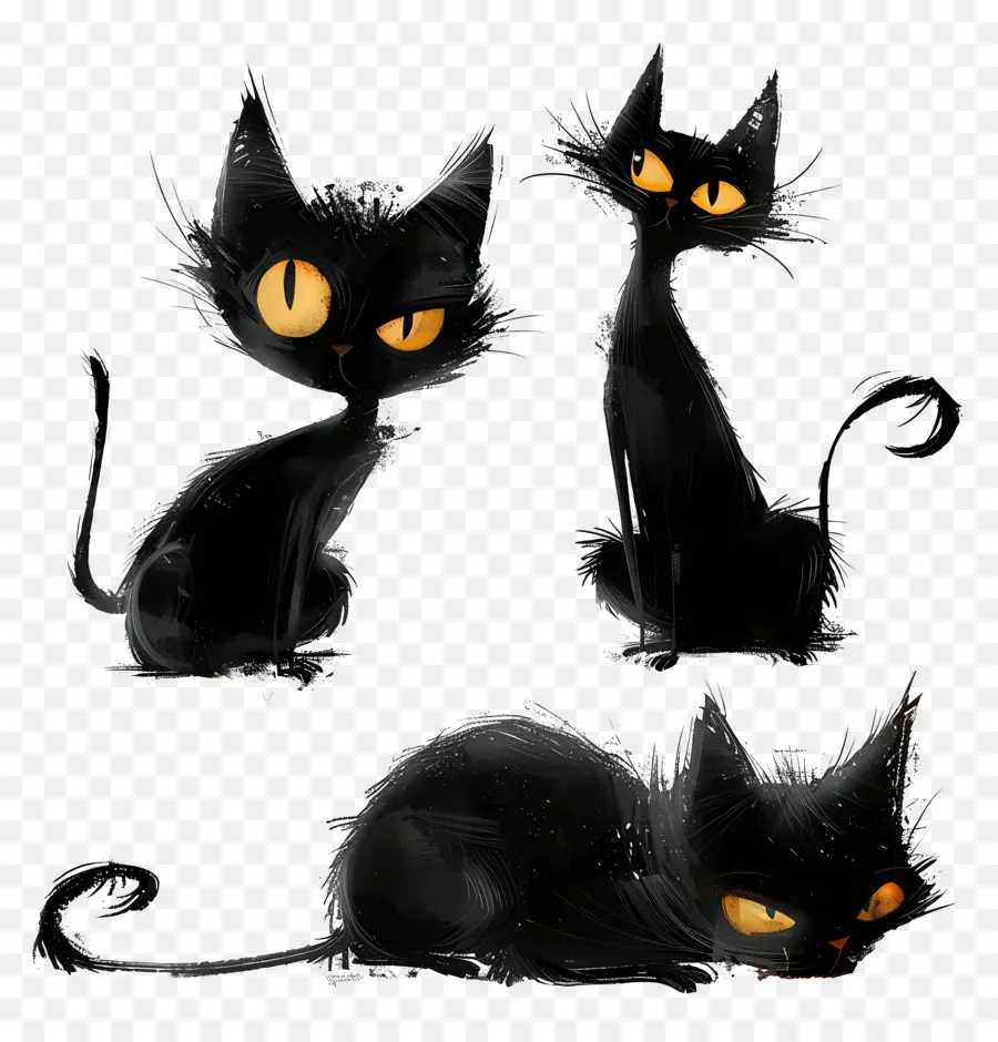 черные кошки，Черный кот PNG