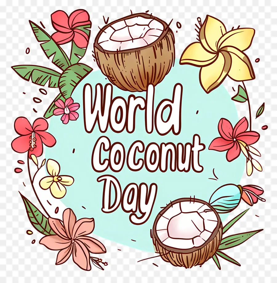 Мировой кокосовый день，рукописное письмо PNG