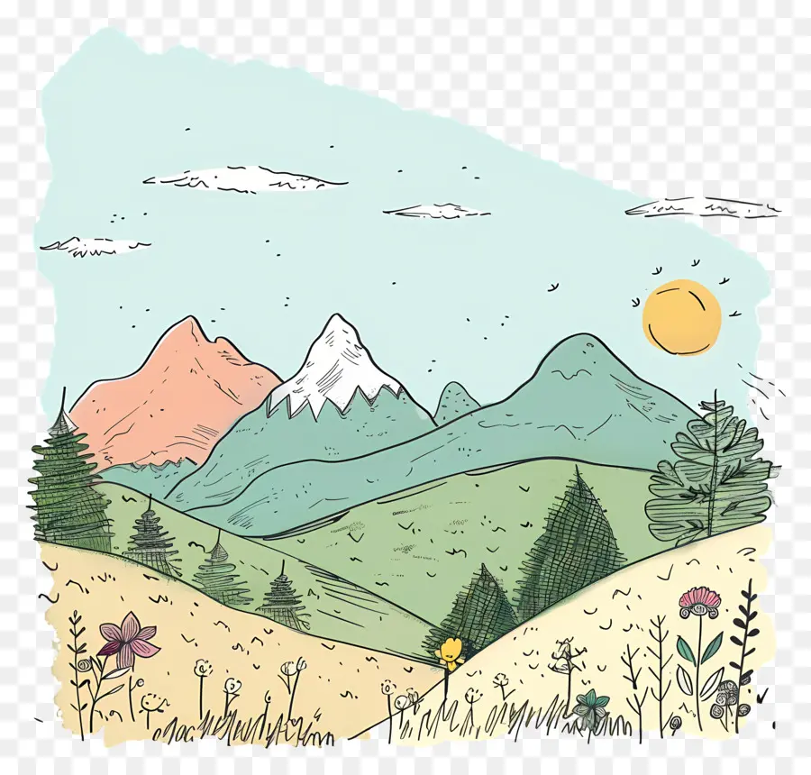 Mountain Landscape，заснеженные горы  PNG