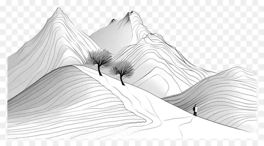 Mountain Landscape，черно белый пейзаж PNG