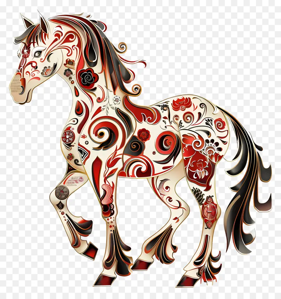 Китайские зодиаки，Декоративный дизайн лошади PNG