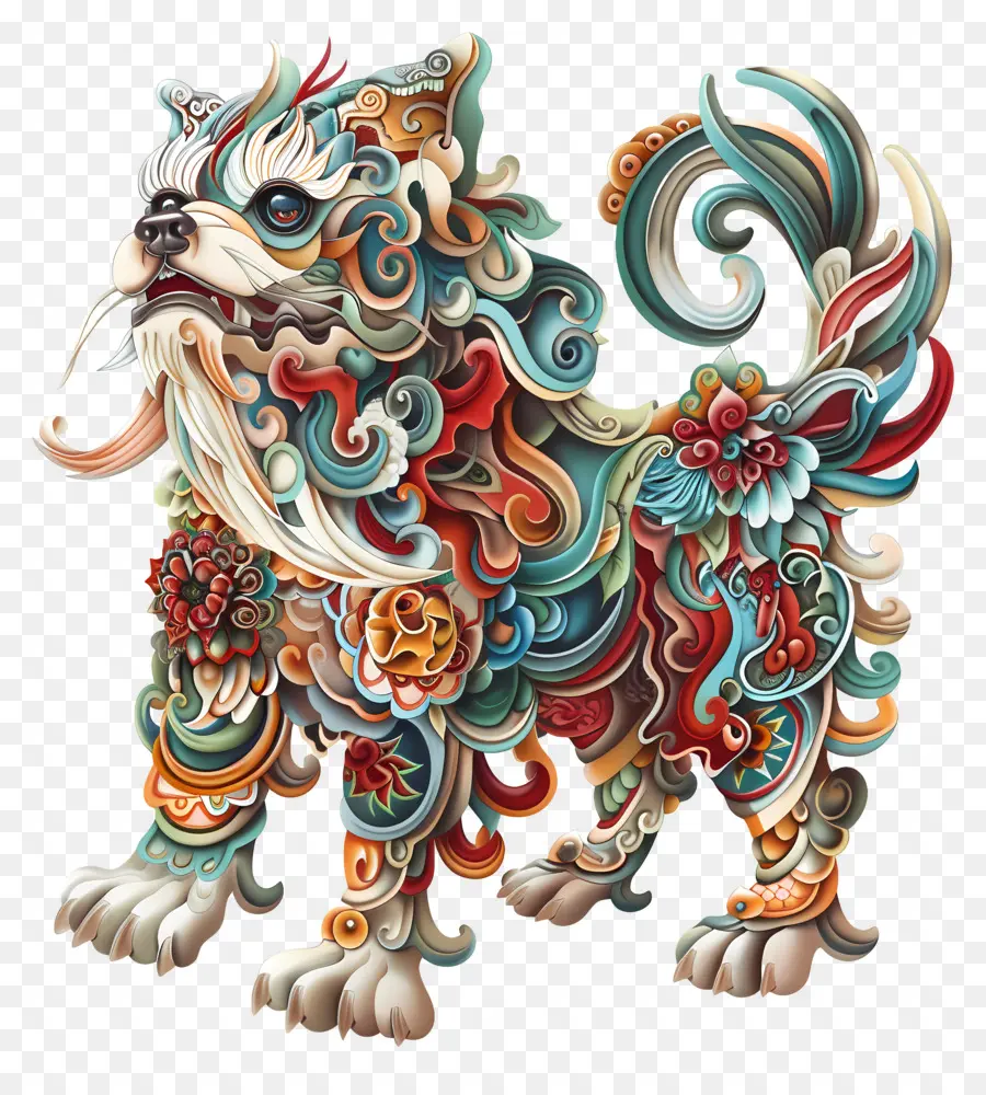 Китайские зодиаки，красочные собака PNG