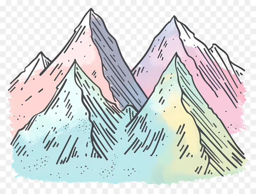 Mountains，Акварельные горы PNG