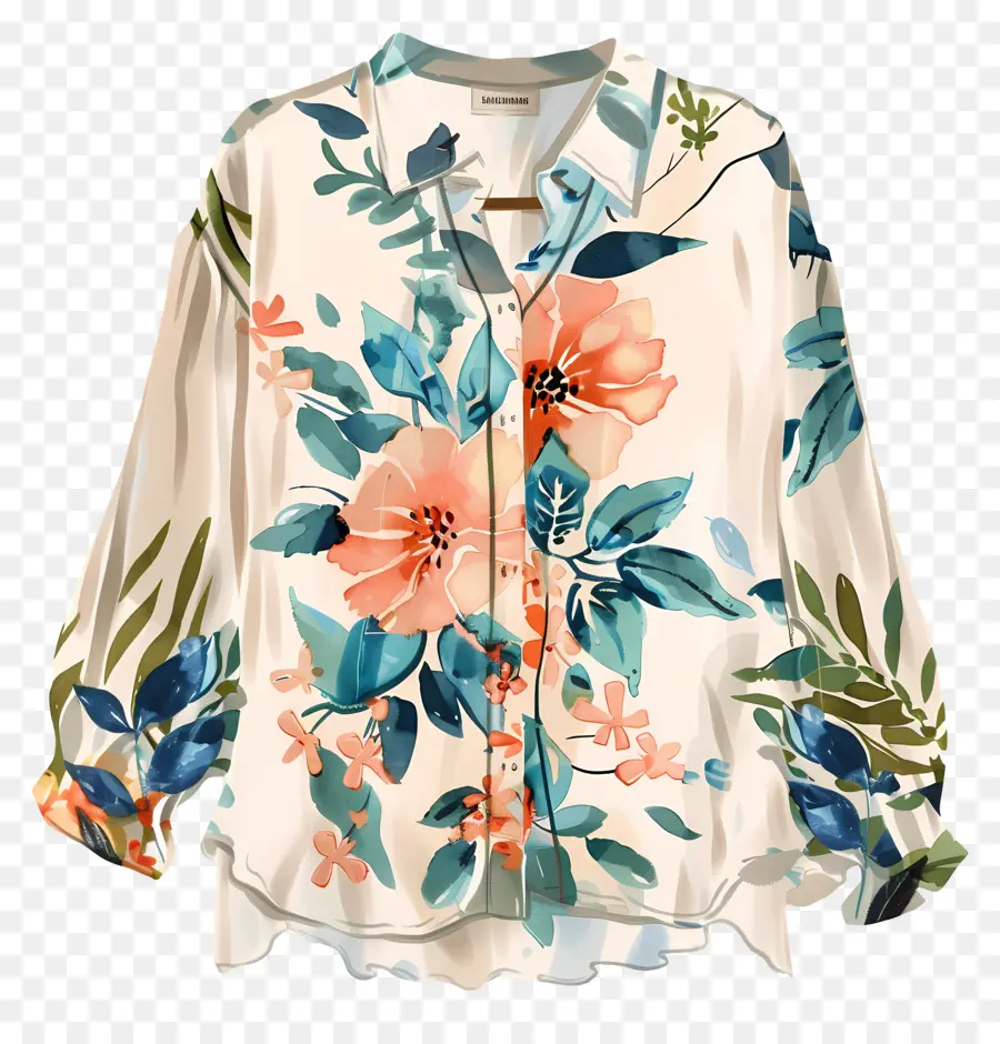 Блуза，цветочная блузка PNG